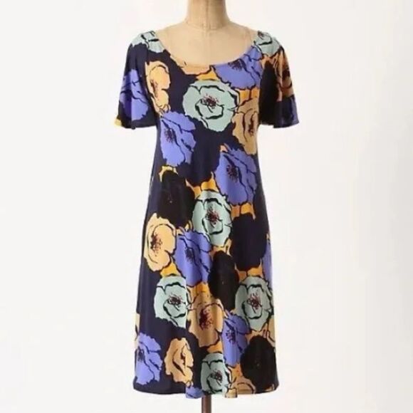 ANTHROPOLOGIE Flutter Sleeve Floral Cut-Out Silk Blend Dress M - Picture 9 of 9
